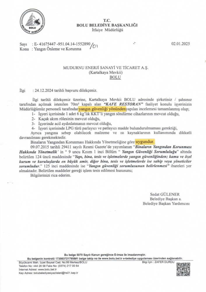 Bolu Belediyesi yanan otele